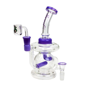 Purple Recycler Glass Water pipe 8 inche