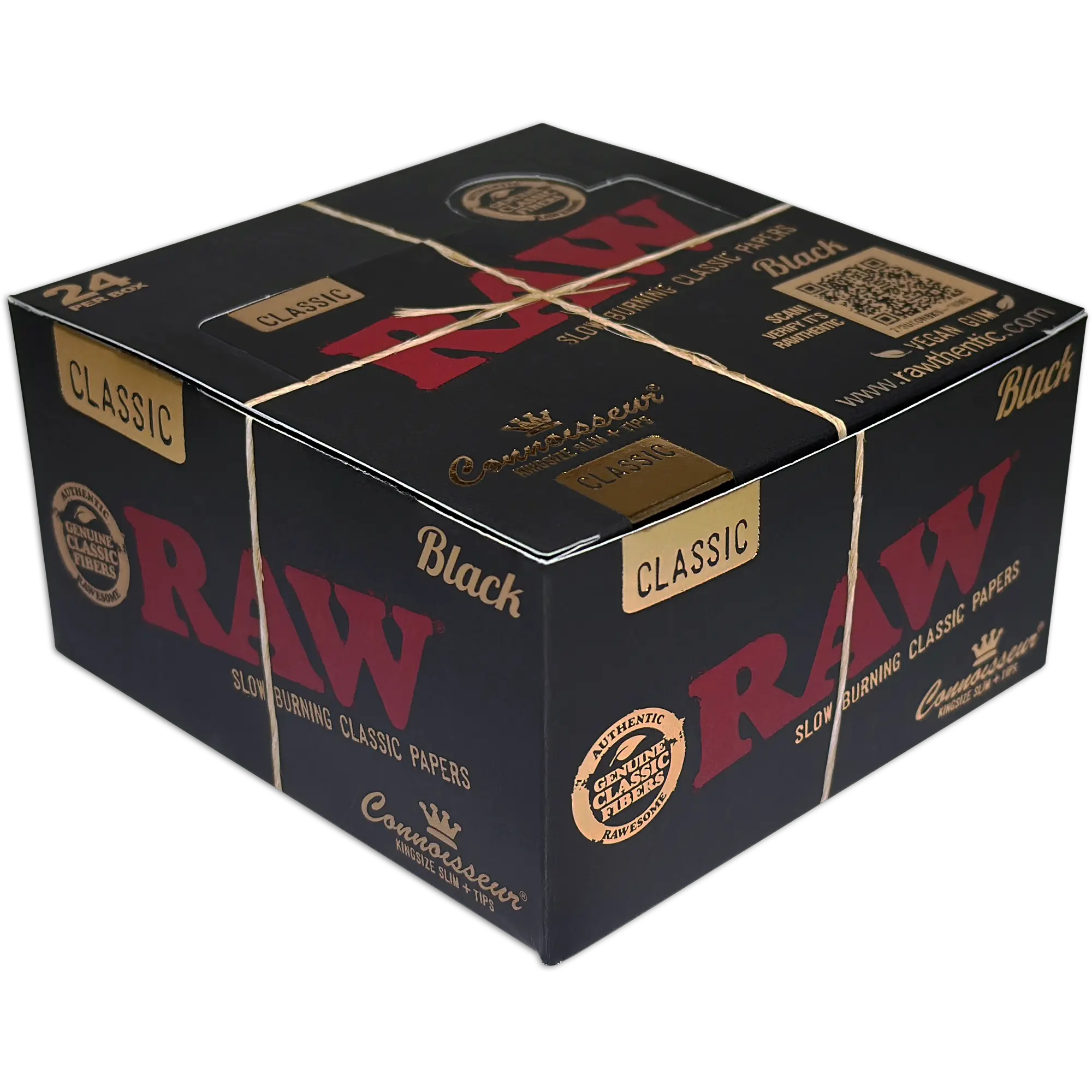 RAW Classic Black Connoisseur KingSize Slim + Tips - 24ct