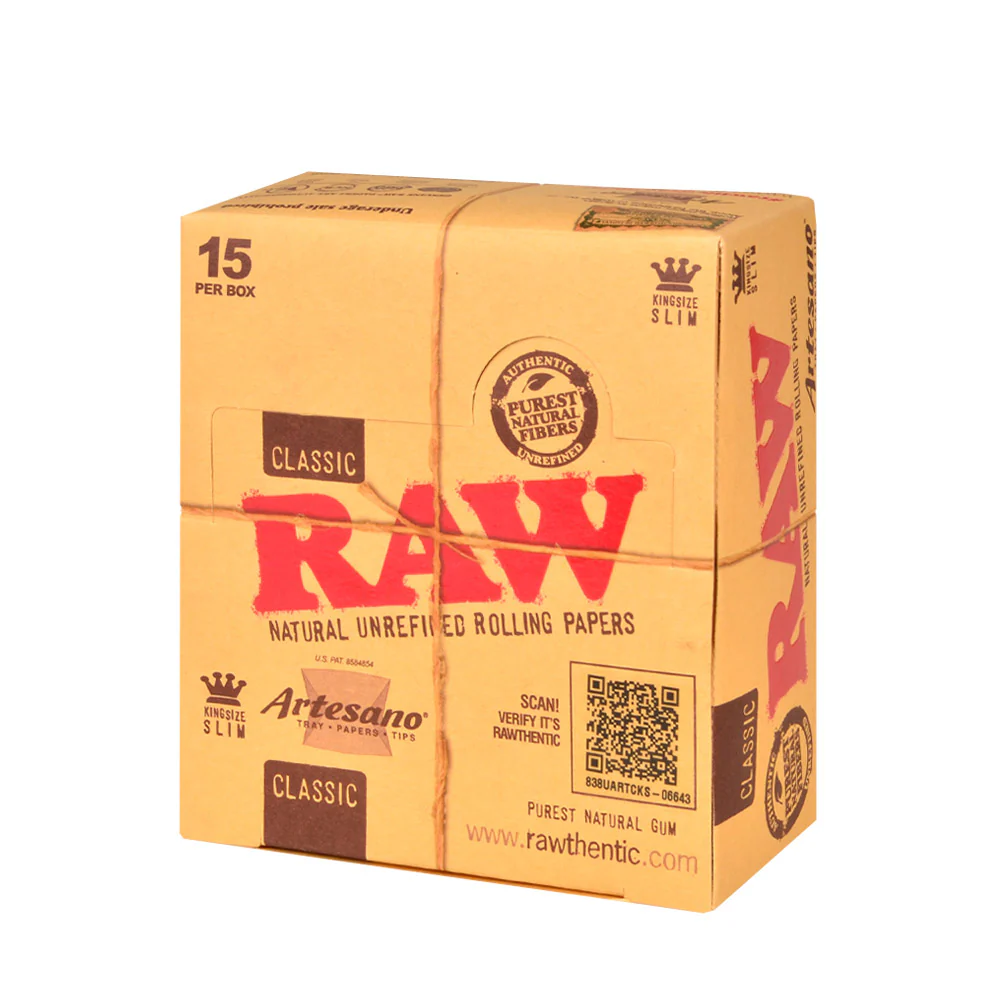 RAW Classic Kingsize Slim Artesano - Tray + Papers + Tips - 15ct