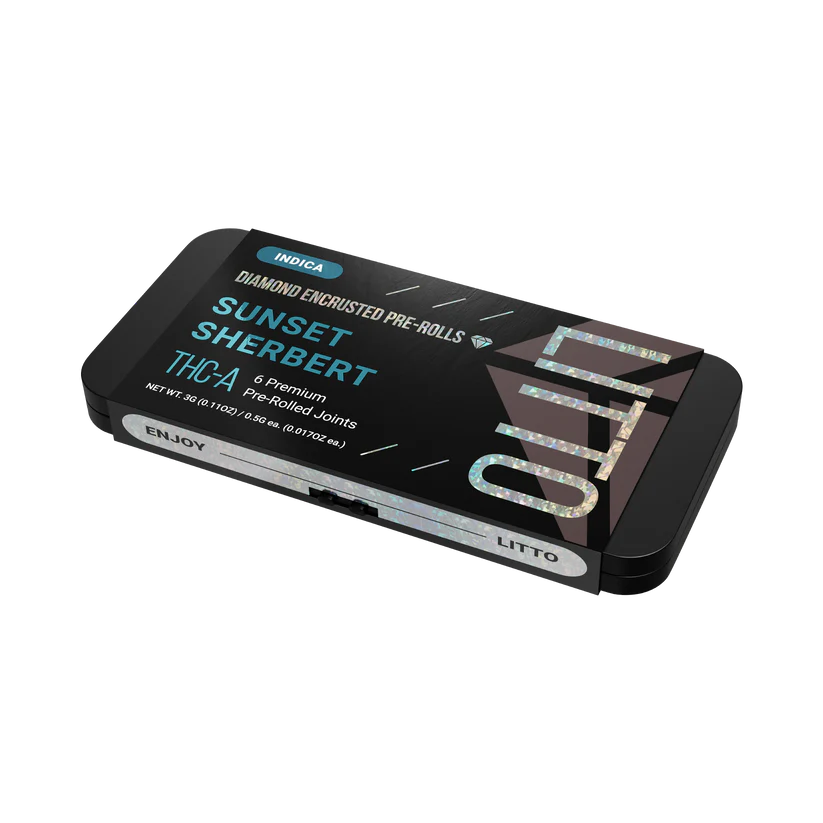 THC-A - Diamond Encrusted Pre-rolls - Indica - Sunset Sherbert