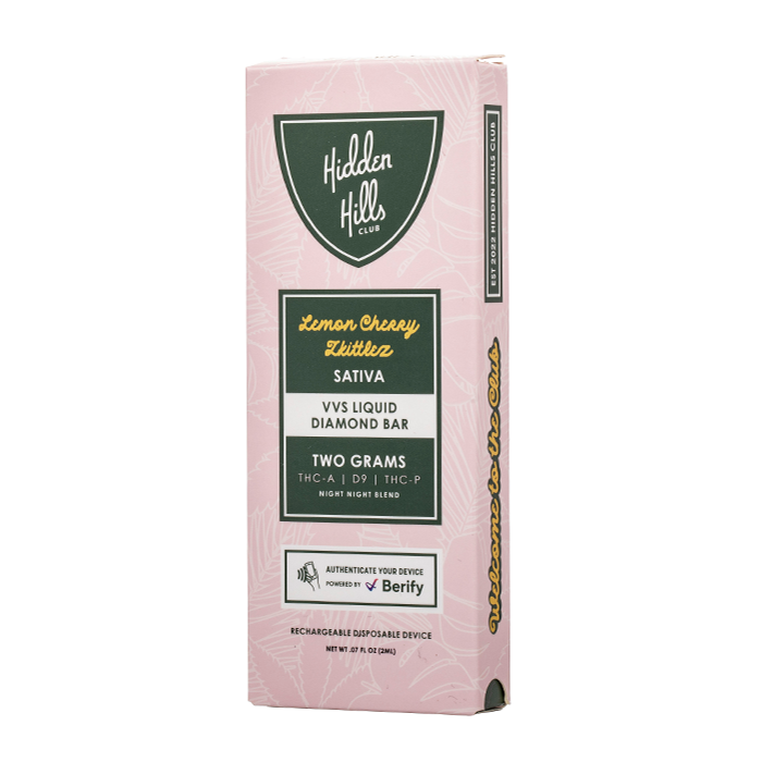 hidden hills vvs liquid diamond disposable 2g lemon cherry zkittlez