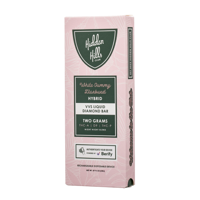 hidden hills vvs liquid diamond disposable 2g white gummy ztarburst