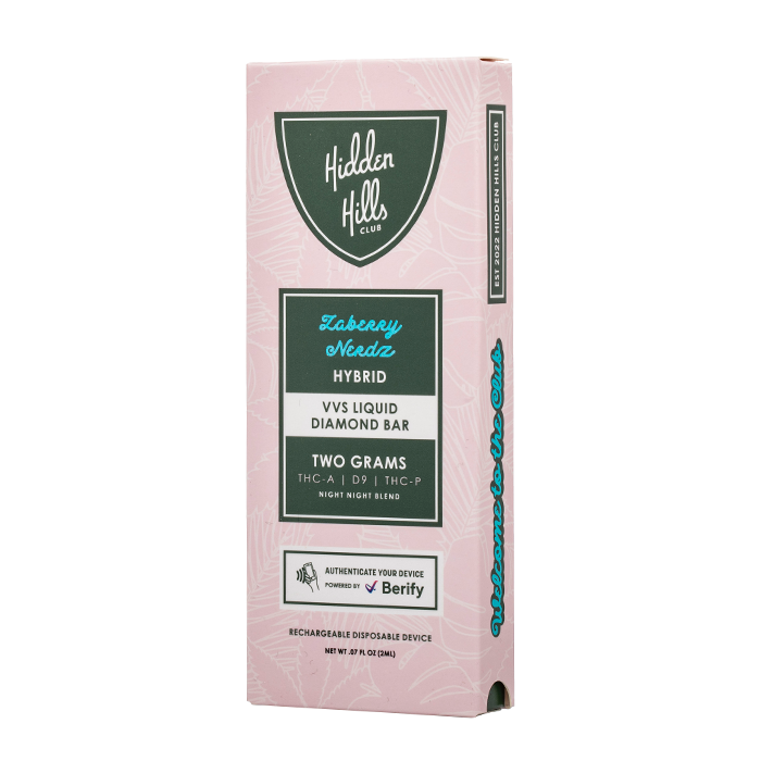 hidden hills vvs liquid diamond disposable 2g zaberry nerdz